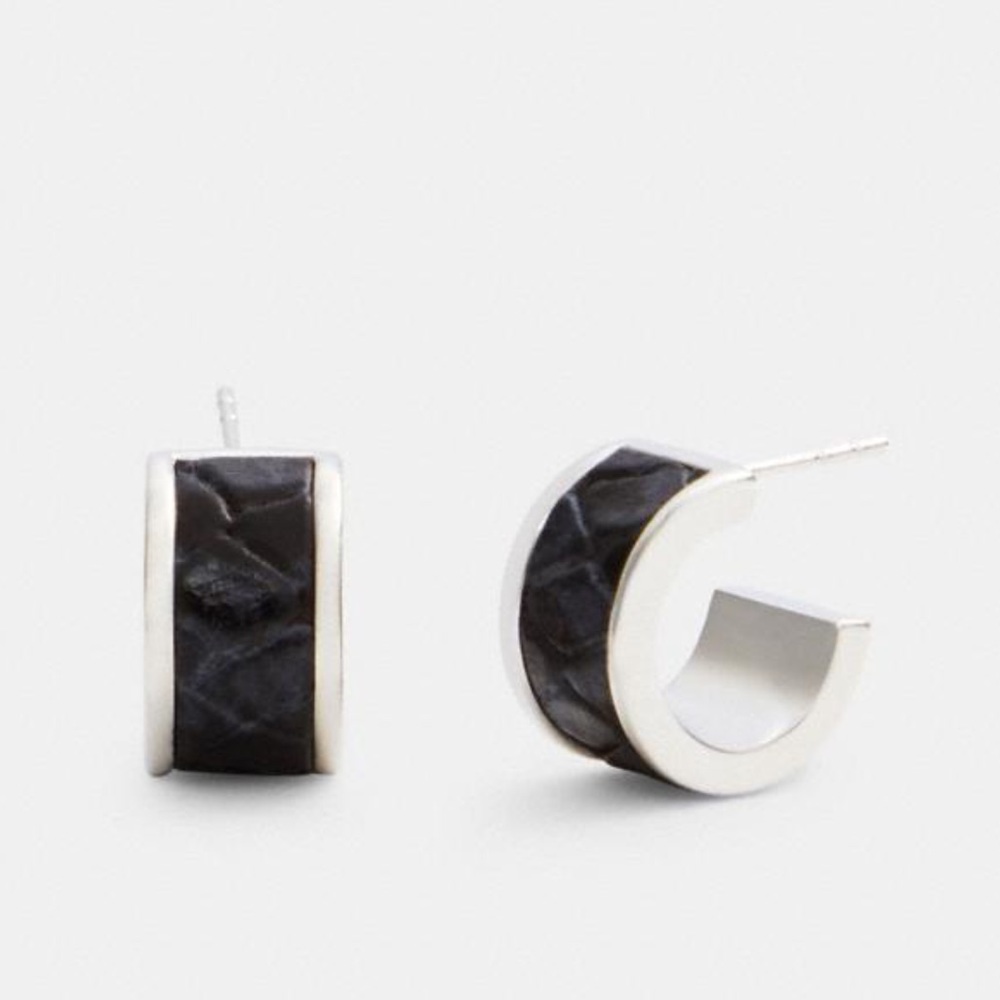 Coach Leather Huggie Earrings - Picture 2 of 3